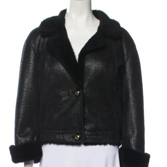 NWOT MARC JACOB'S BLACK π€ SHORT SHEARLING JACKET SZ MEDIUM ..... - Picture 5 of 11
